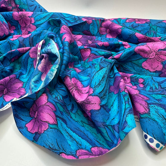 Hibiscus Palms - Cotton Woven - Blue/Pink Floral - 2.05M Bundle