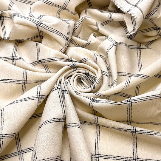 Flower Beds - Acrylic Blend Woven - Cream/Black Plaid - 3.3M Bundle