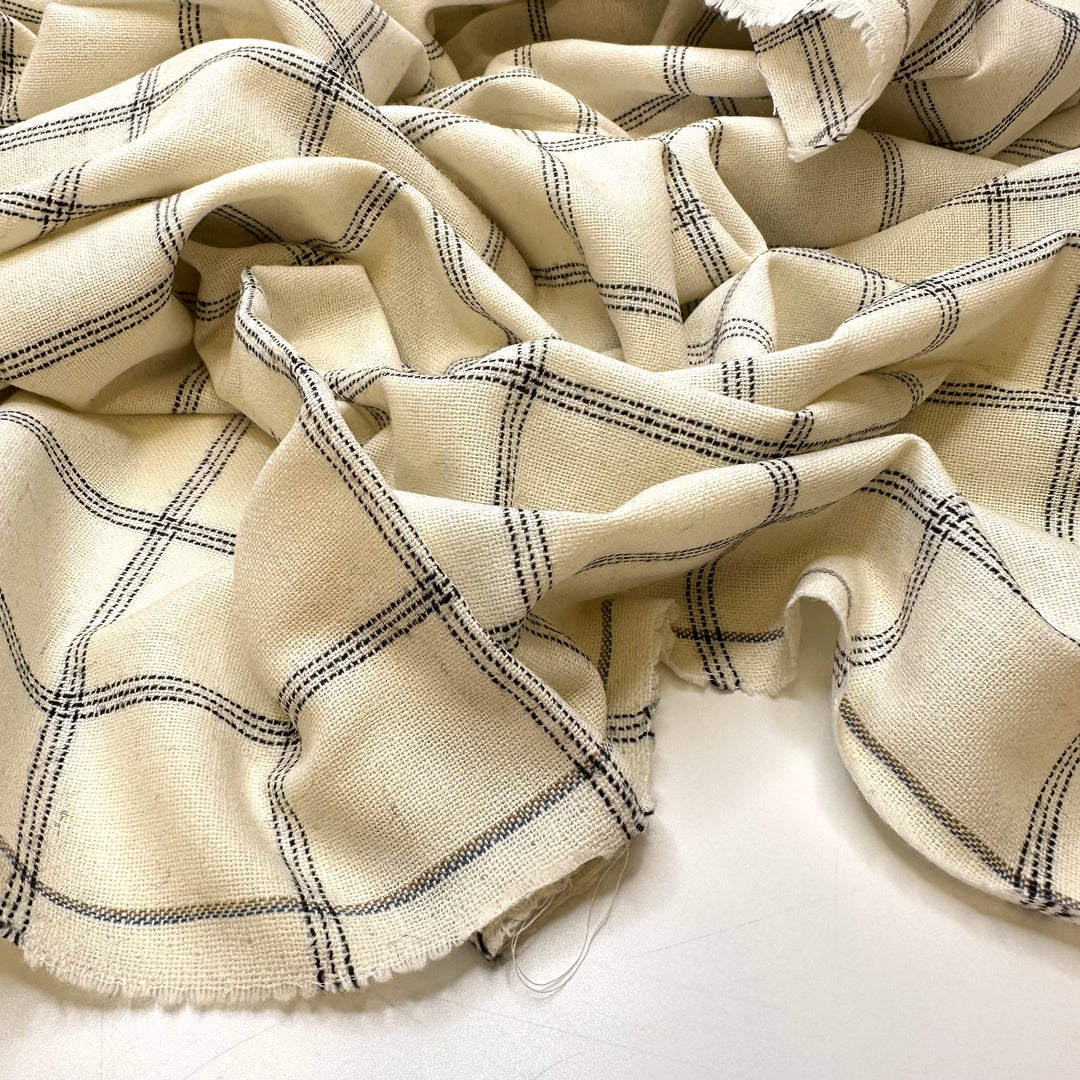 Flower Beds - Acrylic Blend Woven - Cream/Black Plaid - 3.3M Bundle
