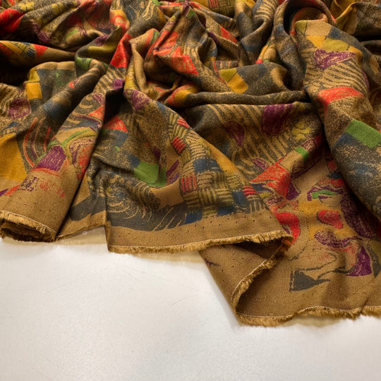 Playing In The Garden - Cotton Blend Woven - Brown Multi Abstract - 2.25M Bundle
