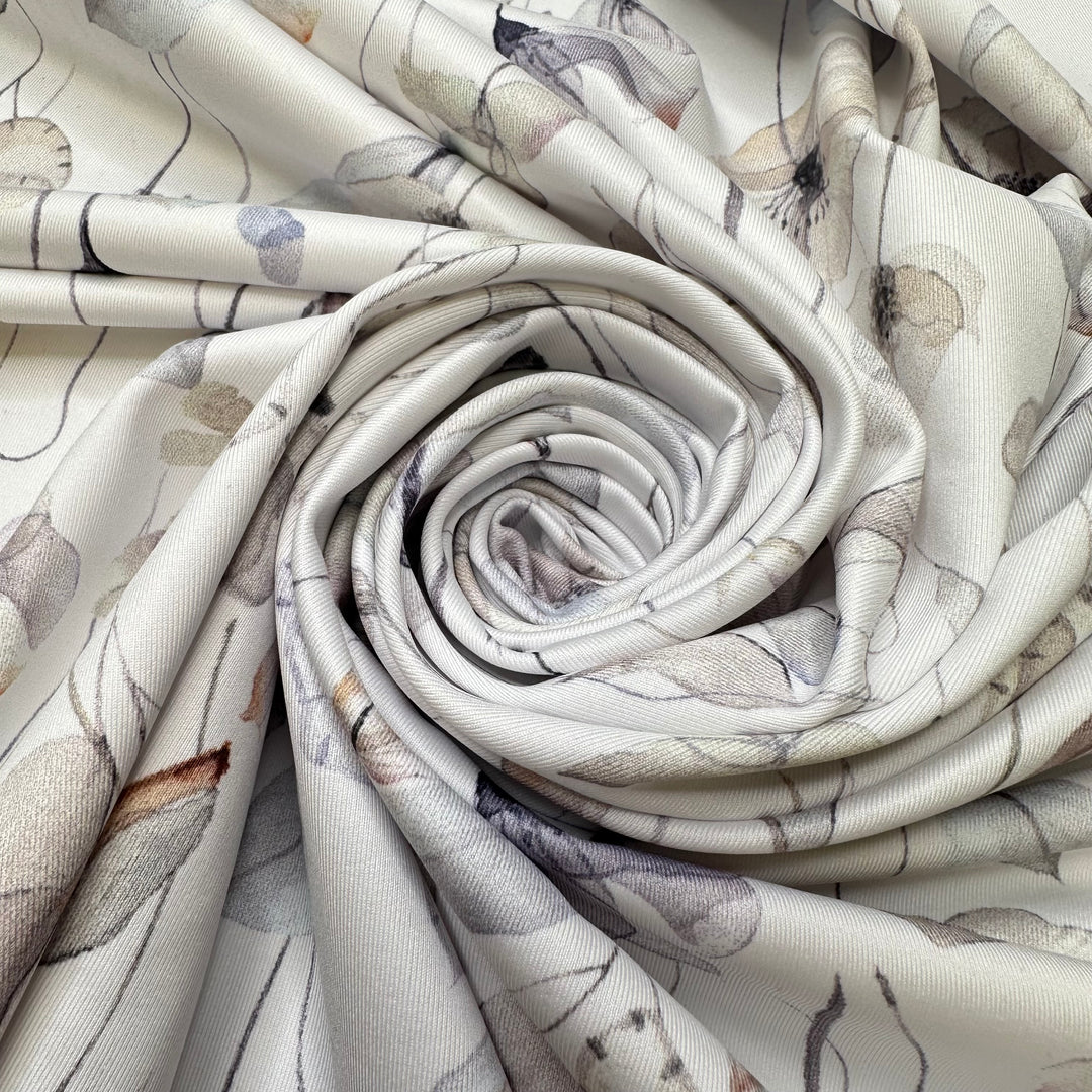 Aster - Polyester Blend Knit - White Multi Floral - 1.25M Bundle