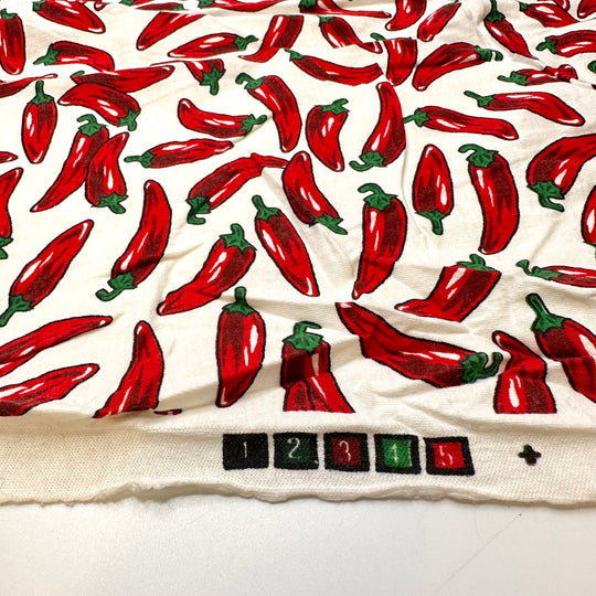 Capsicum - Cotton Blend Knit - White Multi Peppers - 1.05M Bundle