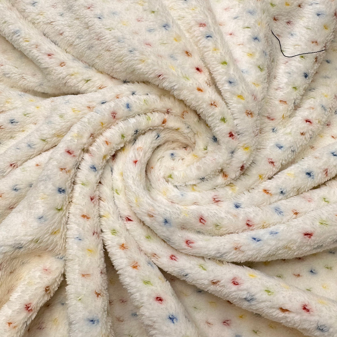 Floral Rainbow - Polyester Blend Knit - White Multi Polka Dots - 1.7M Bundle