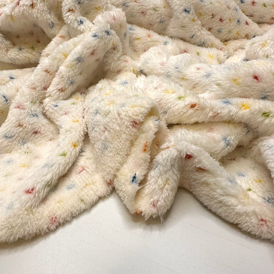 Floral Rainbow - Polyester Blend Knit - White Multi Polka Dots - 1.7M Bundle