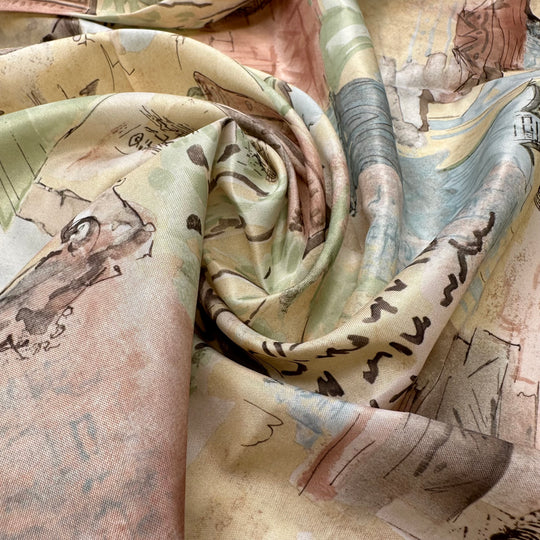 Dates From The Nile - Poly Woven - Beige/Green Egypt Motif - 1M Bundle