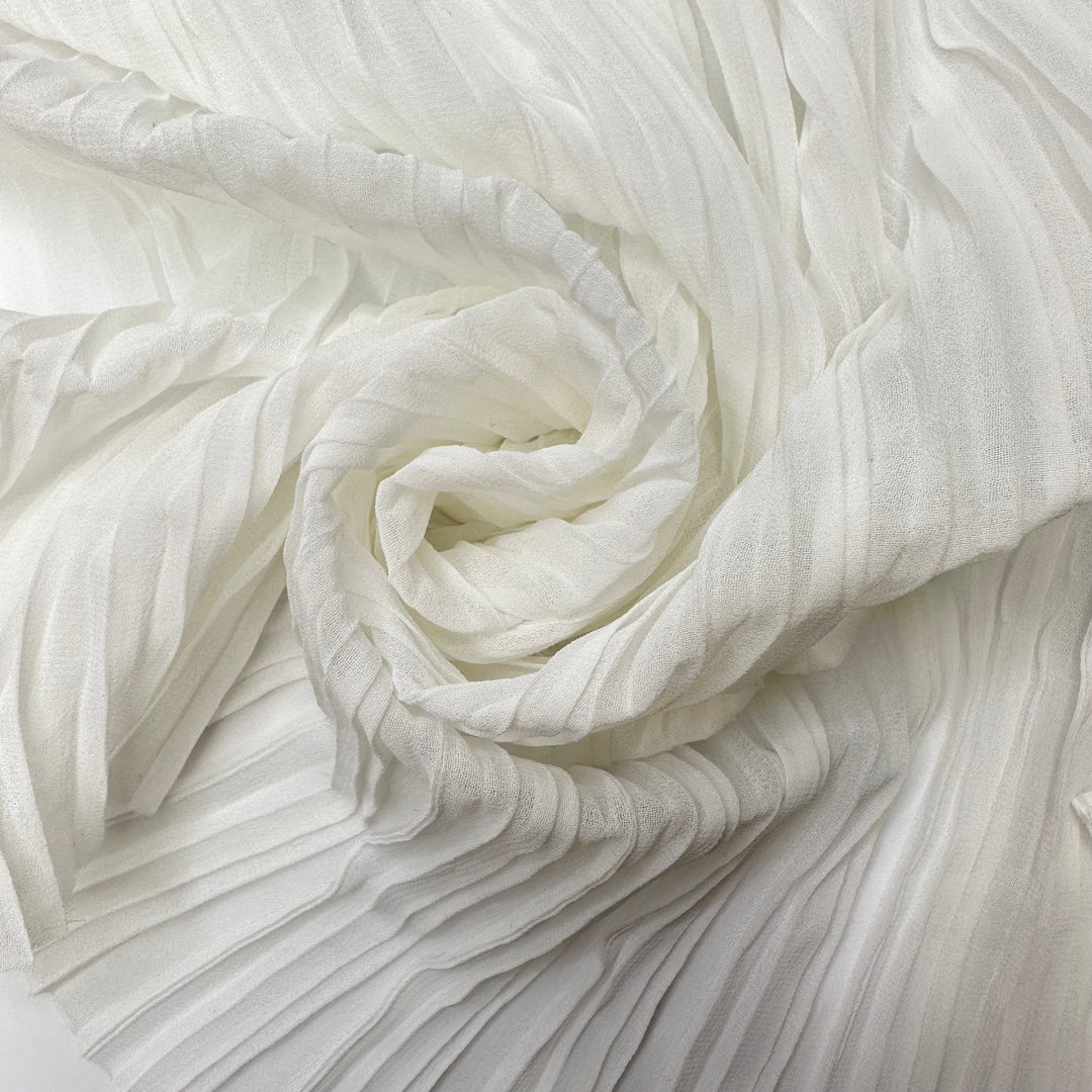 Cool Whip - Pleated Chiffon Poly Woven - White - 1.6M Bundle