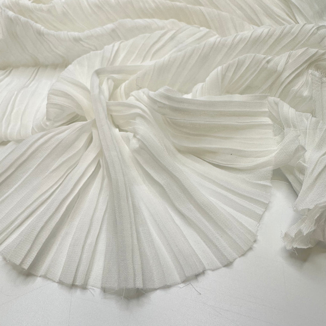 Cool Whip - Pleated Chiffon Poly Woven - White - 1.6M Bundle