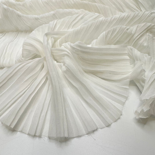 Cool Whip - Pleated Chiffon Poly Woven - White - 1.6M Bundle