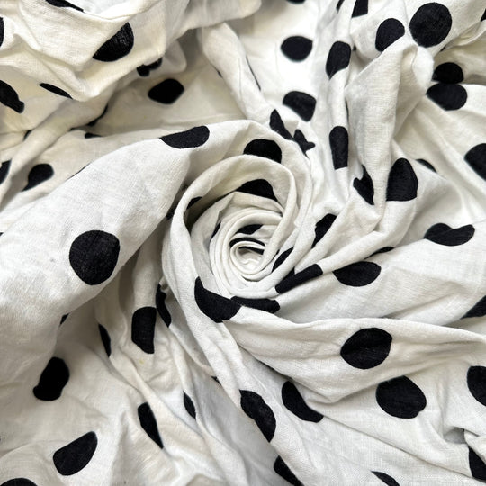 UB - Cruellas Ready To Wear Collection - Cotton Blend Woven - Black/White Polka Dots - 1.45M Bundle