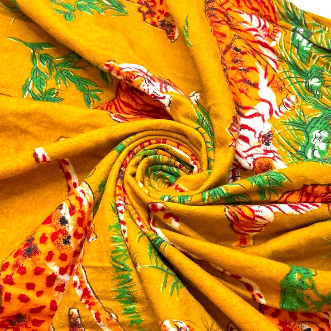UB - On The Prowl - Flanelette Cotton Woven - Dark Yellow Multi Animal Print - 1.5M Bundle