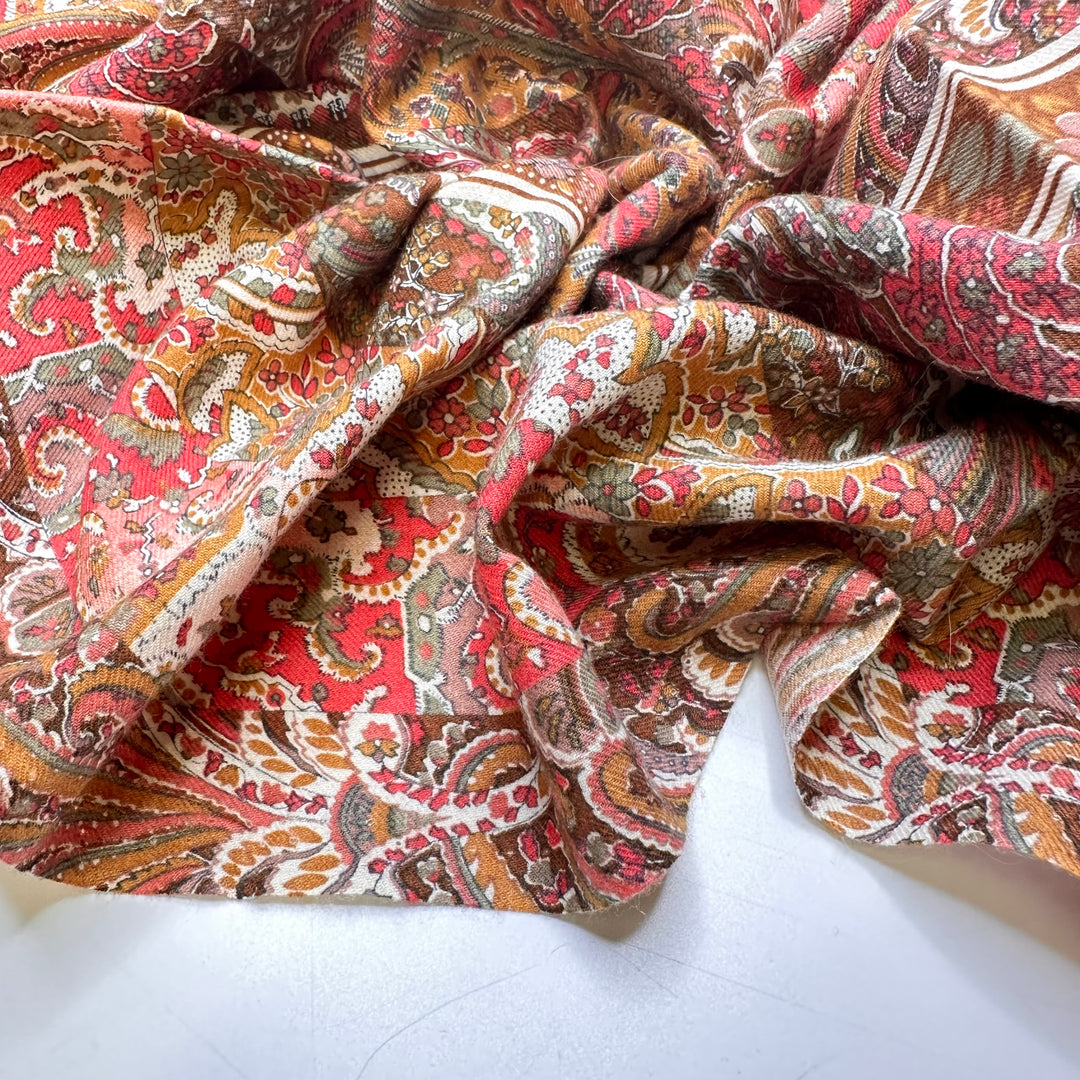 Grabbing Coffee At A Local Cafe - Wool Blend Woven - Brown Multi Paisley - 1.5M Bundle