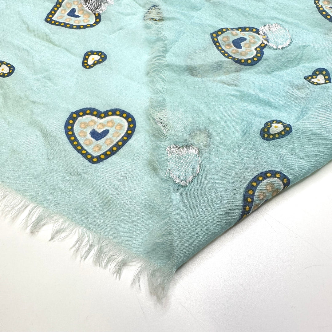 My Grandmothers Locket - Metallic Silk Woven - Light Blue Multi Hearts - 1.25M Bundle