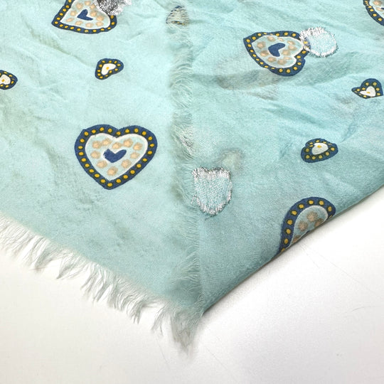 My Grandmothers Locket - Metallic Silk Woven - Light Blue Multi Hearts - 1.25M Bundle