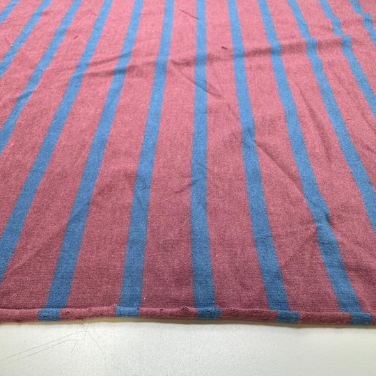 Rows Of Flowers - Jersey Cotton/Rayon Knit - Dark Blue/Pink Stripes - 1.45M Bundle