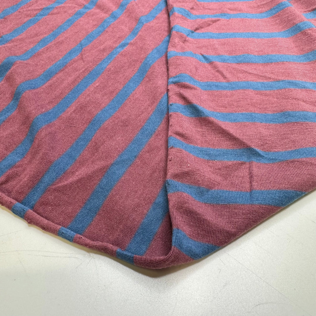 Rows Of Flowers - Jersey Cotton/Rayon Knit - Dark Blue/Pink Stripes - 1.45M Bundle