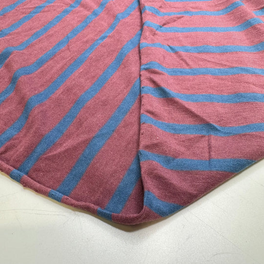 Rows Of Flowers - Jersey Cotton/Rayon Knit - Dark Blue/Pink Stripes - 1.45M Bundle
