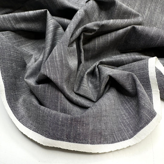 Still As A Statue - Slub In The Weave Cotton Woven - Grey/White - 2.4M Bundle