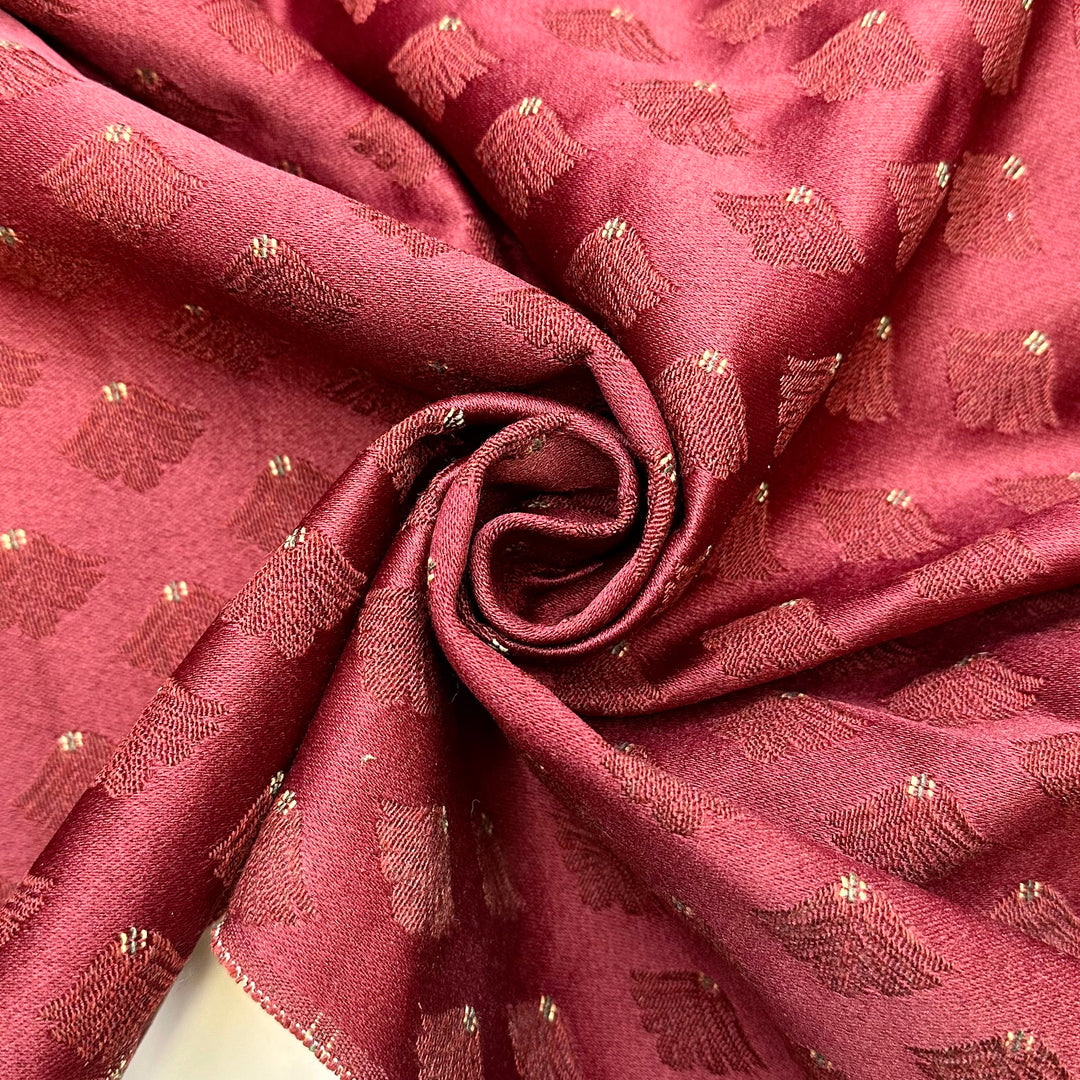 Merlot On A Yacht - Tapestry Weave Polyester Blend Woven - Burgundy Multi Damask - 1M Bundle