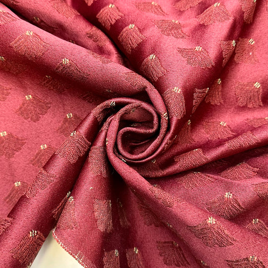 Merlot On A Yacht - Tapestry Weave Polyester Blend Woven - Burgundy Multi Damask - 1M Bundle