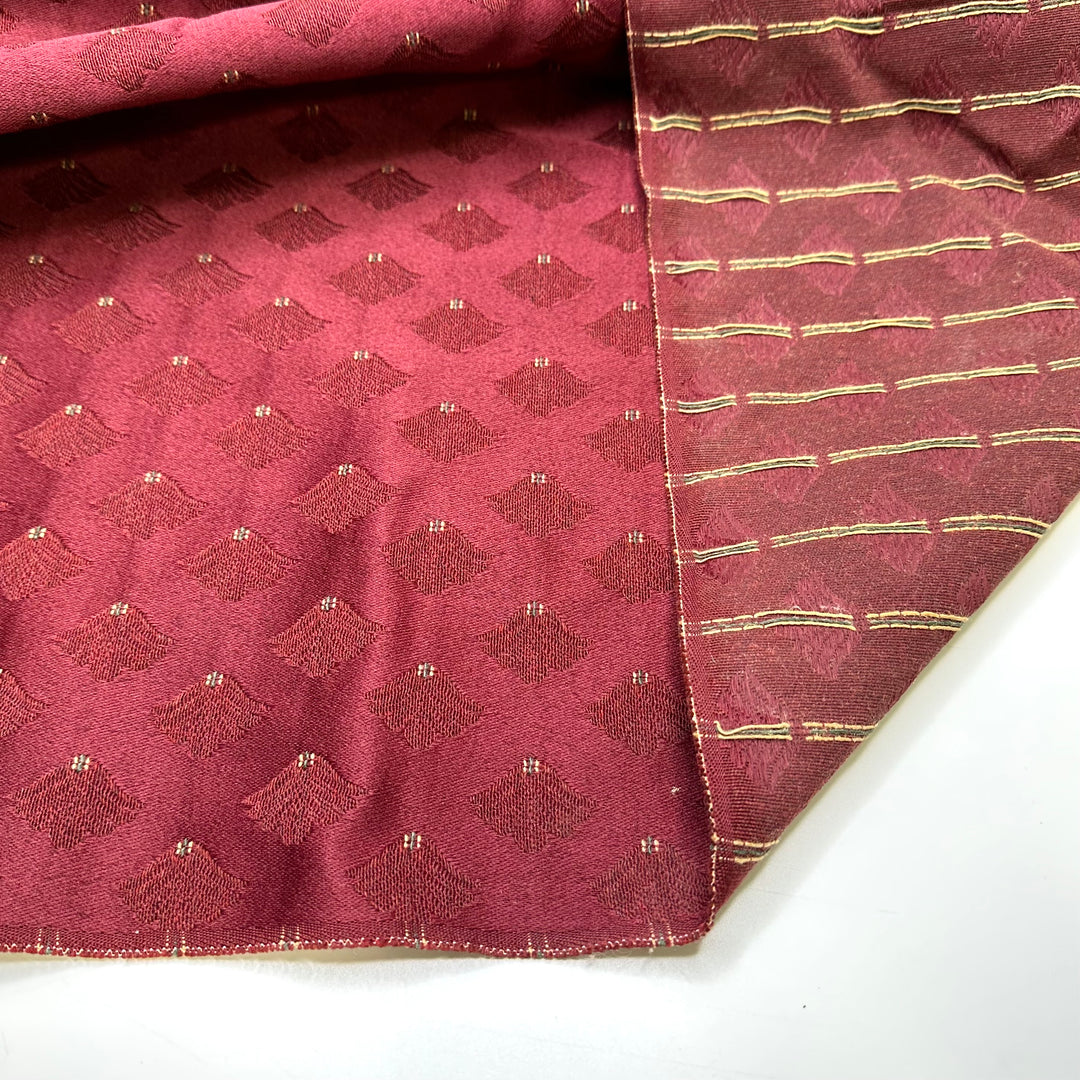 Merlot On A Yacht - Tapestry Weave Polyester Blend Woven - Burgundy Multi Damask - 1M Bundle