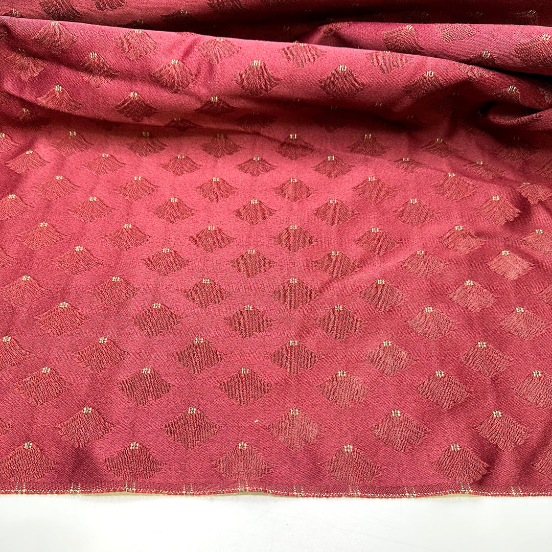 Merlot On A Yacht - Tapestry Weave Polyester Blend Woven - Burgundy Multi Damask - 1M Bundle