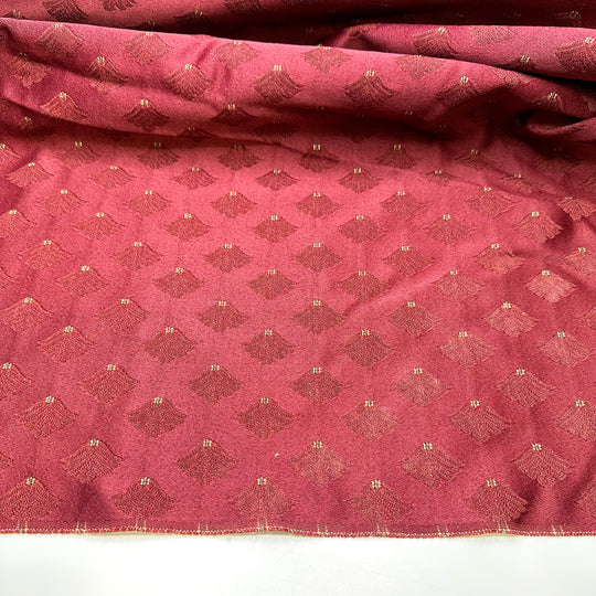 Merlot On A Yacht - Tapestry Weave Polyester Blend Woven - Burgundy Multi Damask - 1M Bundle