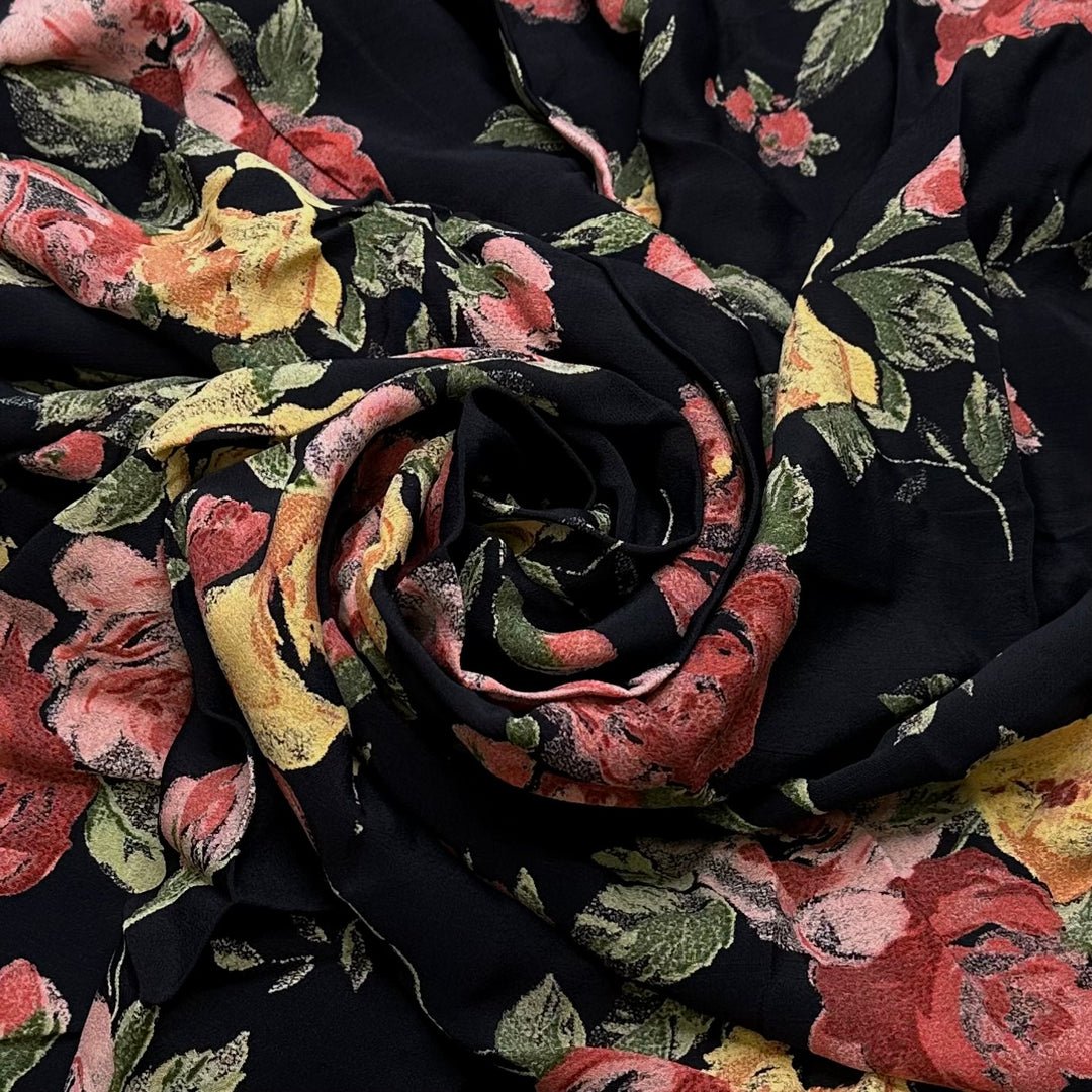 Era Appropriate Recreation - Rayon Woven - Black Multi Floral - 3.8M Bundle