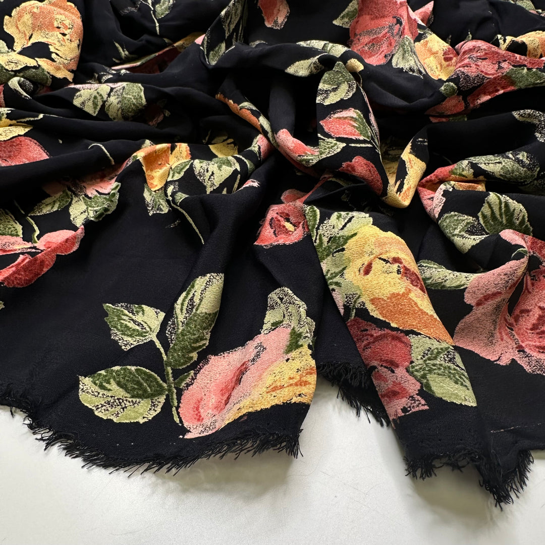 Era Appropriate Recreation - Rayon Woven - Black Multi Floral - 3.8M Bundle
