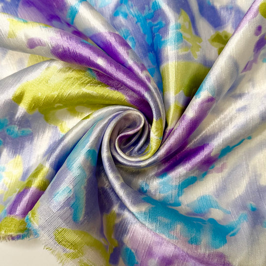 Trip Through Endor - Slub In The Weave Sateen Polyester Blend Woven - Multi Abstract - 2M Bundle