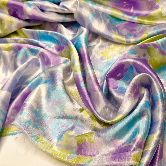 Trip Through Endor - Slub In The Weave Sateen Polyester Blend Woven - Multi Abstract - 2M Bundle