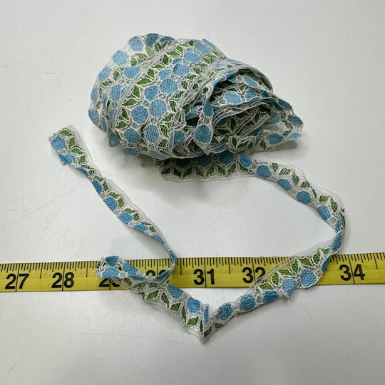 ¾" (19mm) Lace Trim - Blue/Green - 8.2M Bundle - True Deadstock supplies Fabric by private - Sustainable Textile | FABCYCLE