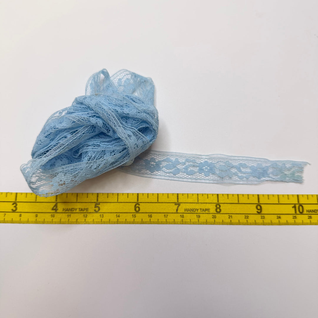 ¾" (19mm) Mesh Lace Trim - Light Blue - 2.7M Bundle - True Deadstock supplies Fabric by private - Sustainable Textile | FABCYCLE