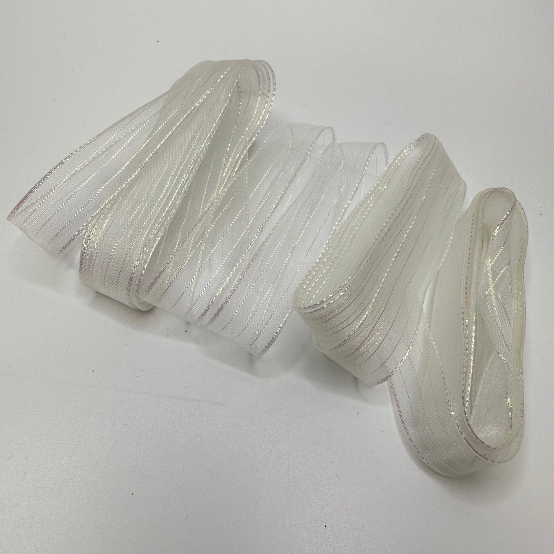 ¾" (19mm) Ribbon Trim - White/Pink - 3.5M Bundle - True Deadstock supplies Fabric by private - Sustainable Textile | FABCYCLE
