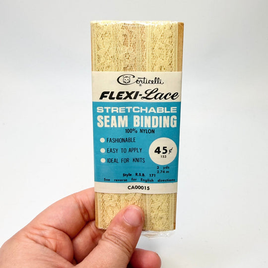 ¾" (19mm) Stretchy Lace Trim - Dark Cream - 2.7M Bundle - True Deadstock supplies Fabric by private - Sustainable Textile | FABCYCLE