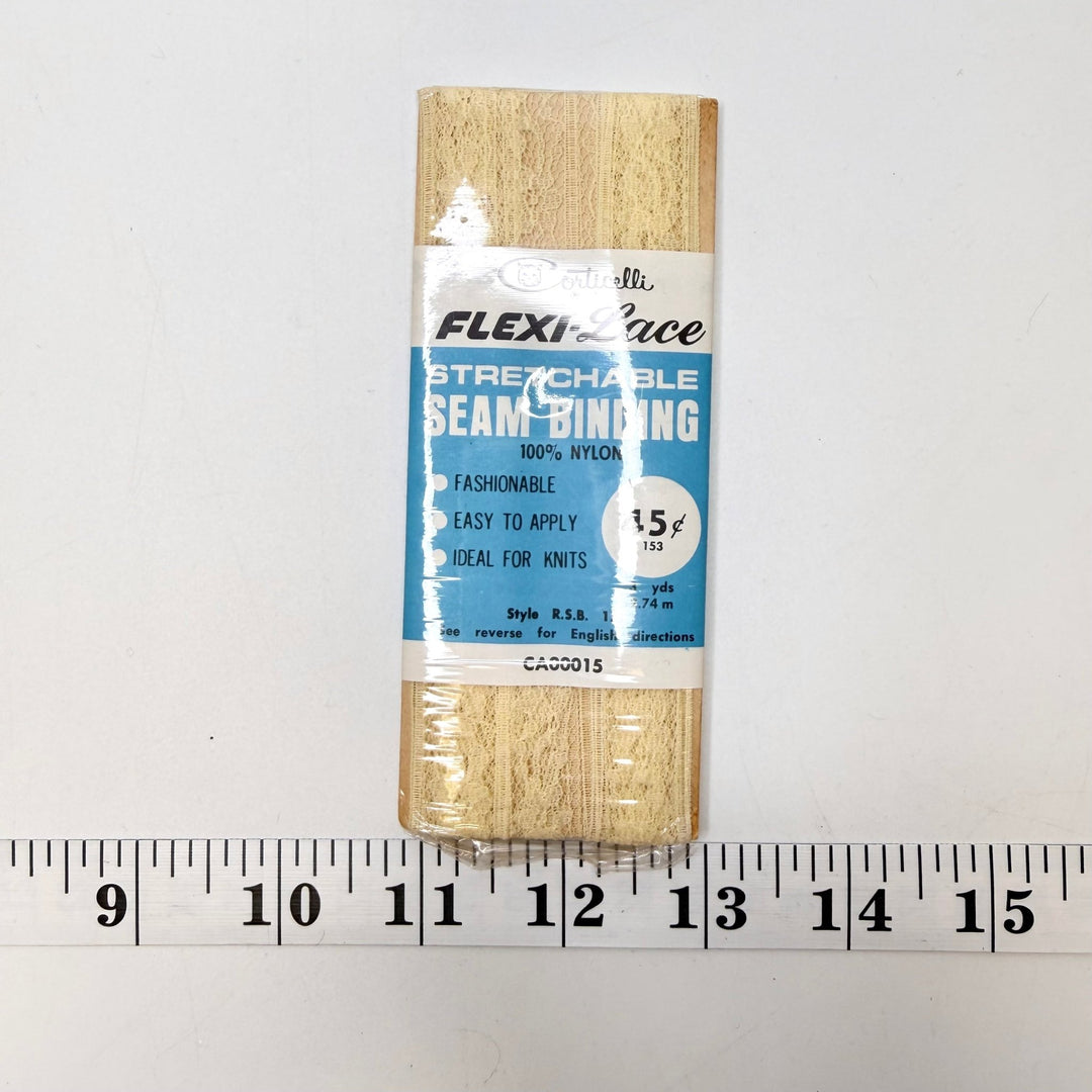 ¾" (19mm) Stretchy Lace Trim - Dark Cream - 2.7M Bundle - True Deadstock supplies Fabric by private - Sustainable Textile | FABCYCLE