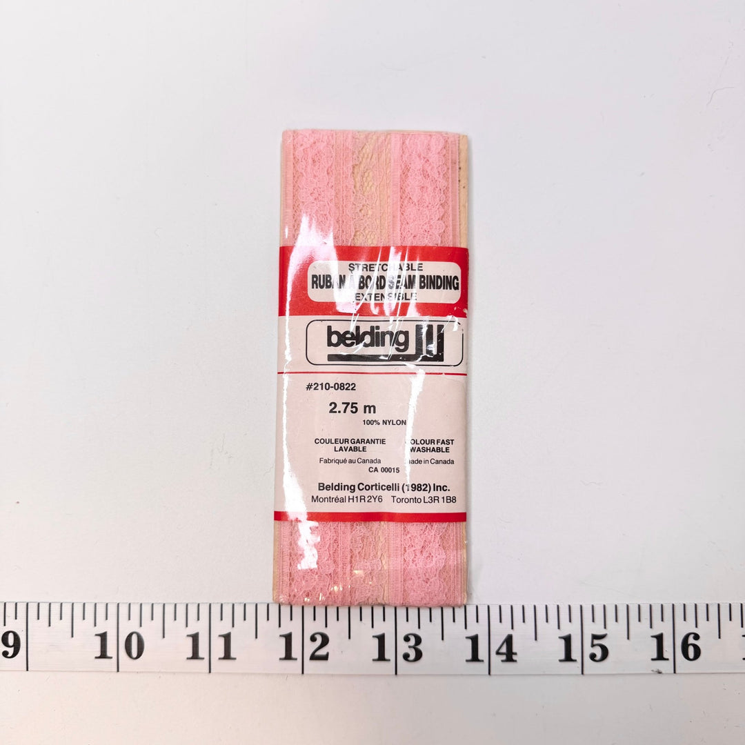 ¾" (19mm) Stretchy Lace Trim - Light Pink - 2.75M Bundle - True Deadstock supplies Fabric by private - Sustainable Textile | FABCYCLE