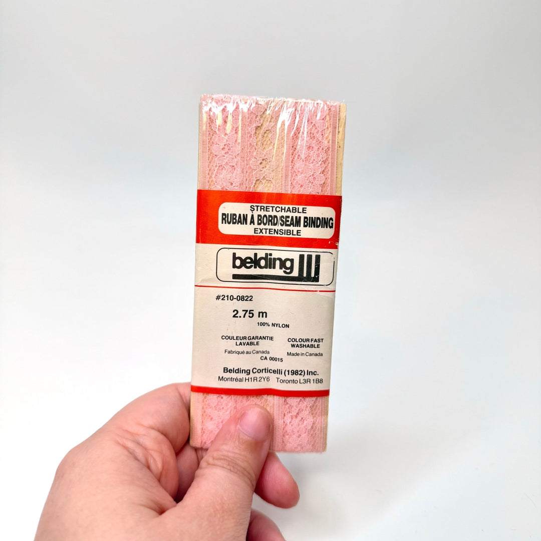 ¾" (19mm) Stretchy Lace Trim - Light Pink - 2.75M Bundle - True Deadstock supplies Fabric by private - Sustainable Textile | FABCYCLE