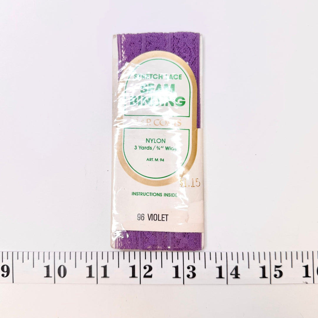 ¾" (19mm) Stretchy Lace Trim - Purple - 2M Bundle - True Deadstock supplies Fabric by private - Sustainable Textile | FABCYCLE
