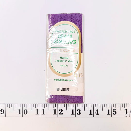 ¾" (19mm) Stretchy Lace Trim - Purple - 2M Bundle - True Deadstock supplies Fabric by private - Sustainable Textile | FABCYCLE
