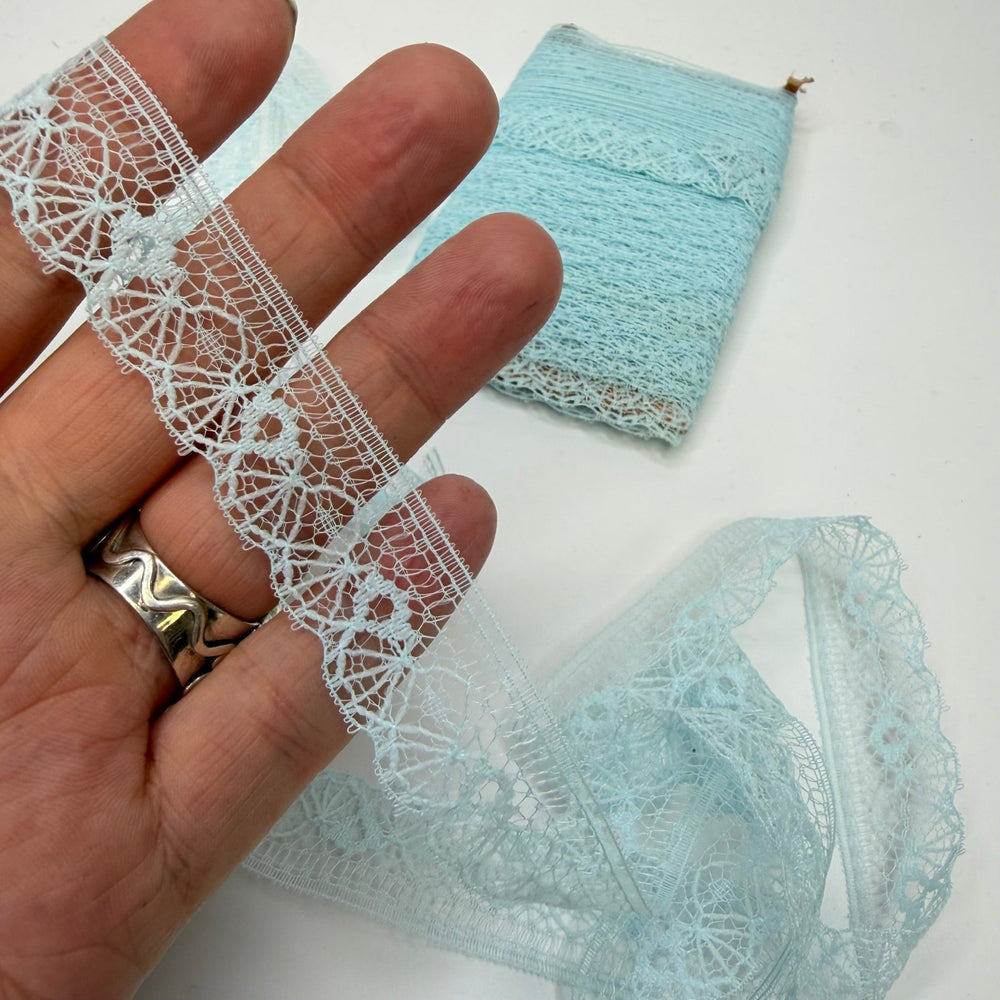 ¾" (19mm) Vintage Scalloped Lace Trim - Light Blue - 4M Bundle - True Deadstock supplies Fabric by private - Sustainable Textile | FABCYCLE
