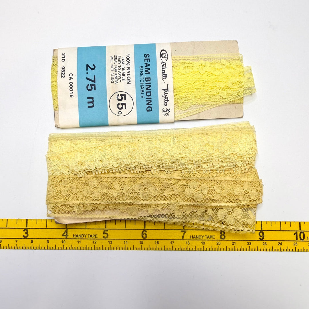 ¾" (19mm) Vintage/Stretchy Lace Trim - Yellow - 3 Pack - True Deadstock supplies Fabric by private - Sustainable Textile | FABCYCLE