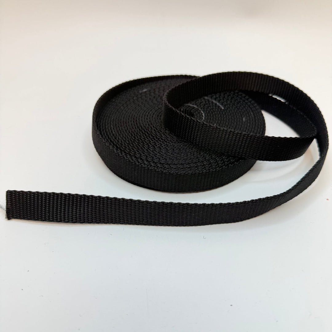 ¾" (19mm) Webbing Trim - Black - Roll - True Deadstock supplies Fabric by private - Sustainable Textile | FABCYCLE