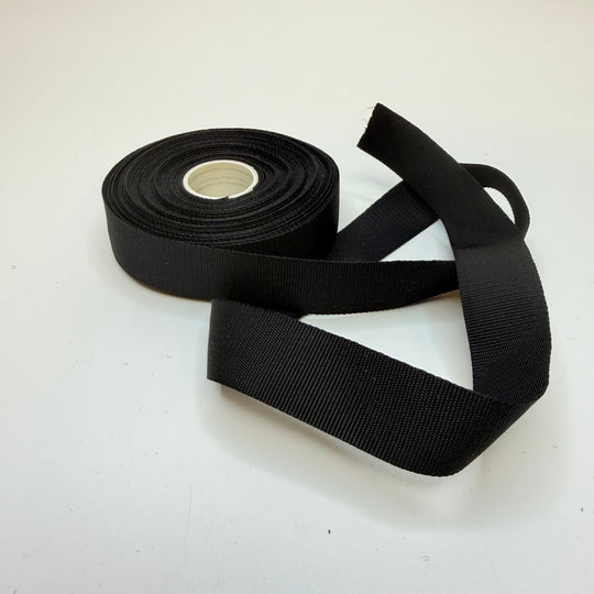 ¾" (19mm) Webbing Trim - Black - Roll - True Deadstock supplies Fabric by private - Sustainable Textile | FABCYCLE