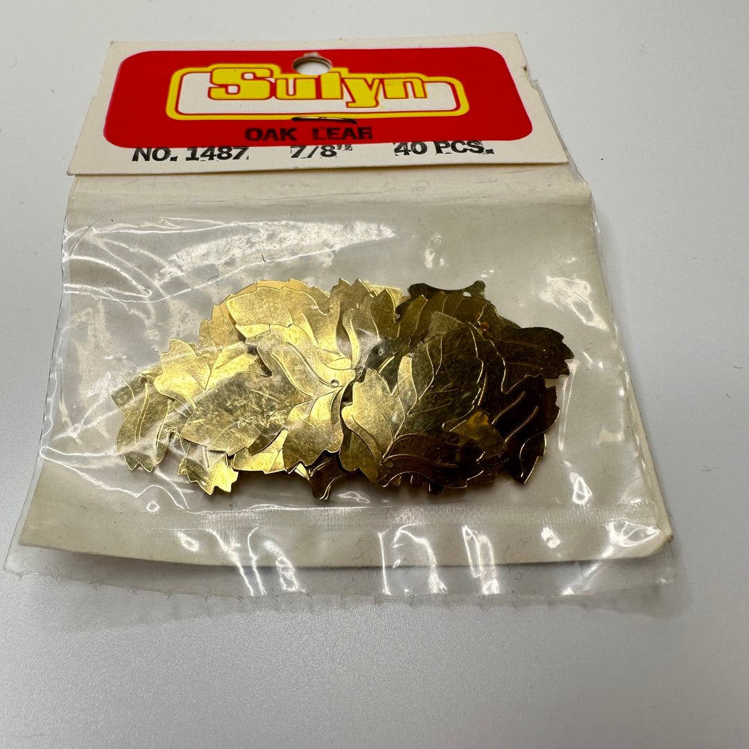 Oak Leaf Sequins - Gold - 40 Pack - FABCYCLE Deadstock and Sustainble Fabrics and Sewing Supplies