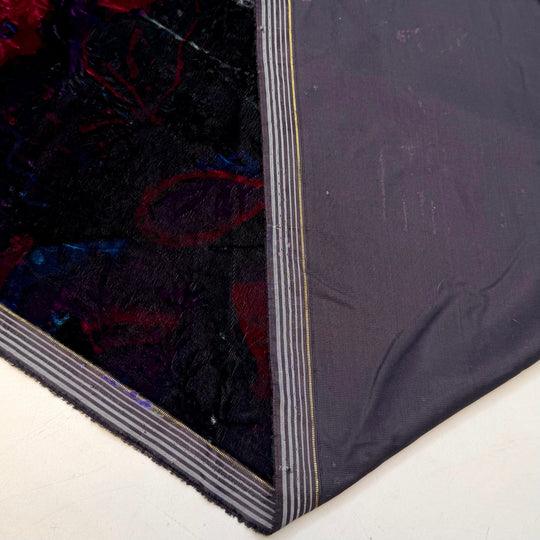 1st Birthday Party - Vintage Velvet Acetate/Nylon Woven - Black/Purple Floral - 3M Bundle - True Deadstock fabric Fabric by private - Sustainable Textile | FABCYCLE