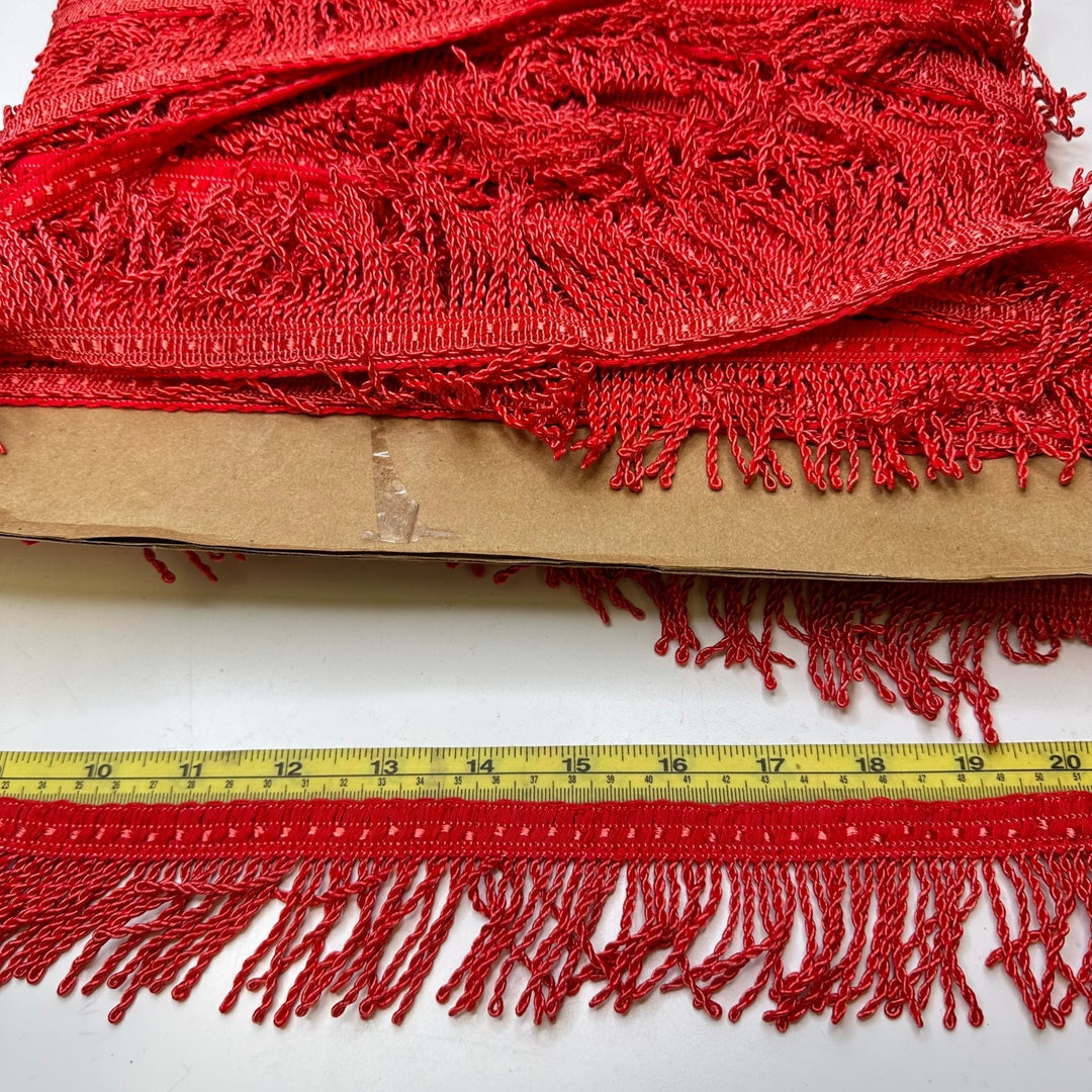 2" (51mm) Fringe Tape Trim - Red - 1M - True Deadstock supplies Fabric by private - Sustainable Textile | FABCYCLE