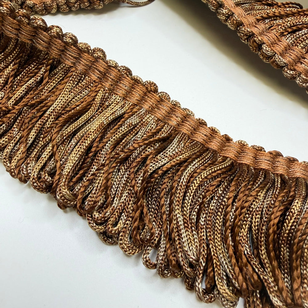 2" (51mm) Fringe Trim - Brown/Beige - 1M - True Deadstock supplies Fabric by private - Sustainable Textile | FABCYCLE