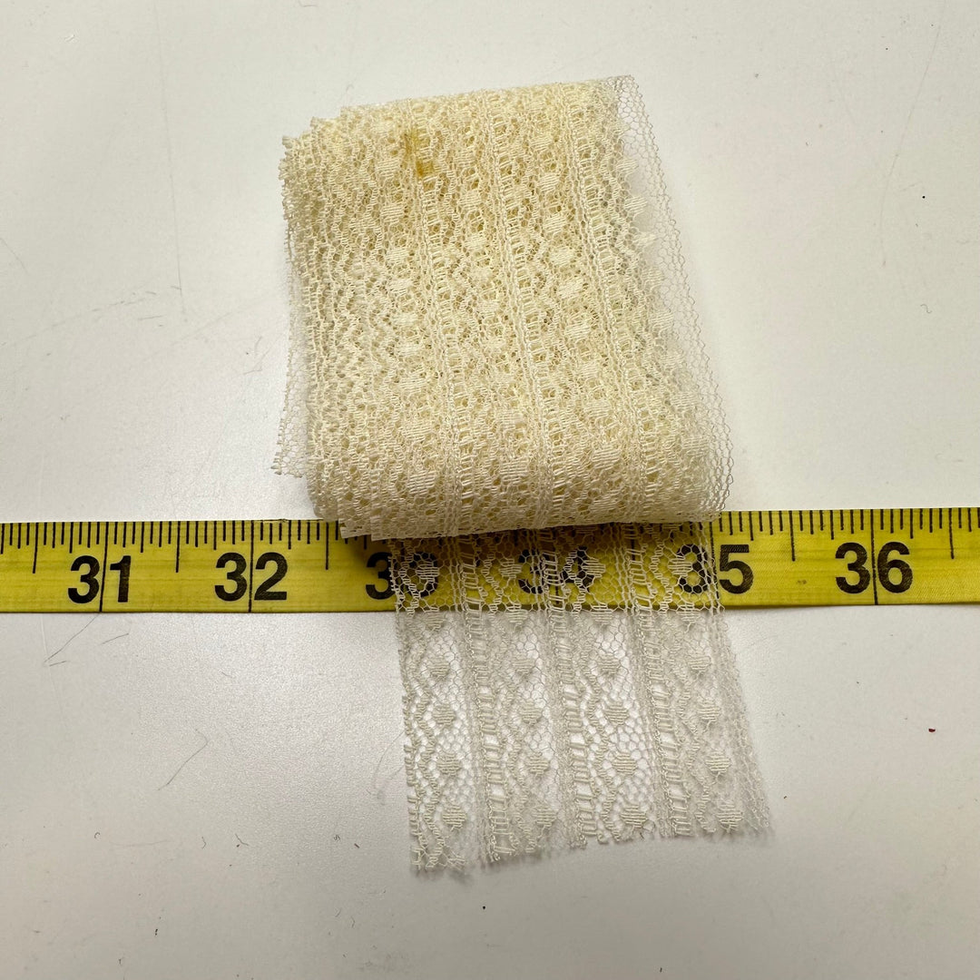 2" (51mm) Lace Trim - Light Cream - 2.1M Bundle - True Deadstock supplies Fabric by private - Sustainable Textile | FABCYCLE