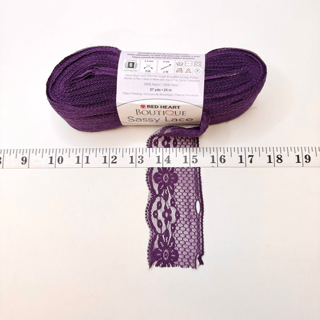 2" (51mm) Scalloped Lace Trim - Dark Purple - 24M Bundle - True Deadstock supplies Fabric by private - Sustainable Textile | FABCYCLE