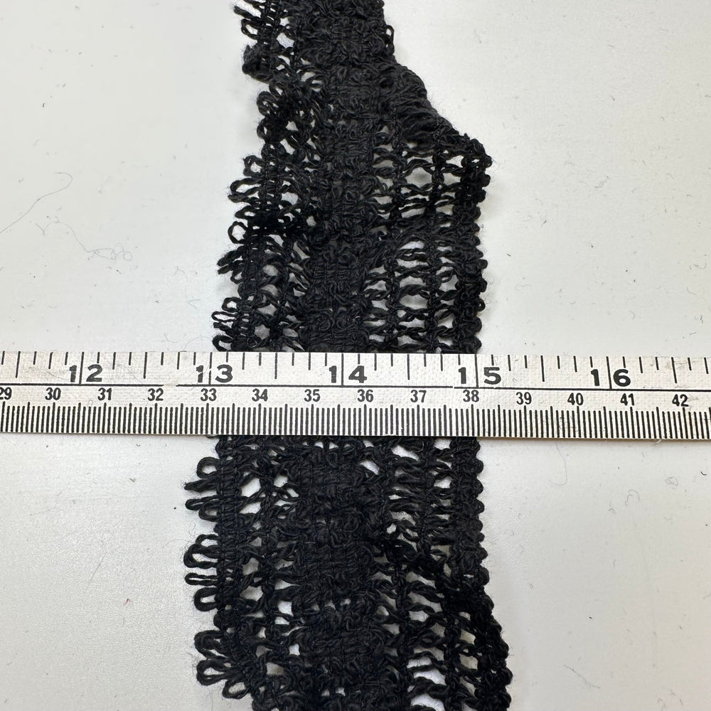 2" (51mm) Stretchy Scalloped Crochet Lace Trim - Black - 2.8M Bundle - True Deadstock supplies Fabric by private - Sustainable Textile | FABCYCLE